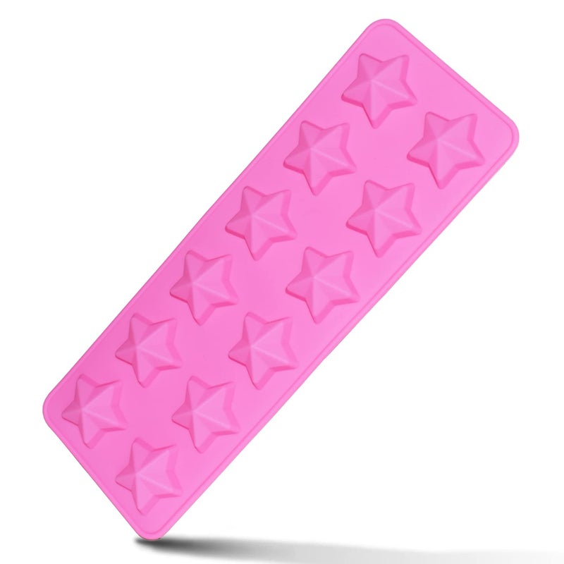 Murong Star Chocolate Mold,Reusable Five Pointed Star Silicone Mold for Making Chocolates,Ice Cubes,Jellies and Candies(Pink) - Image 1